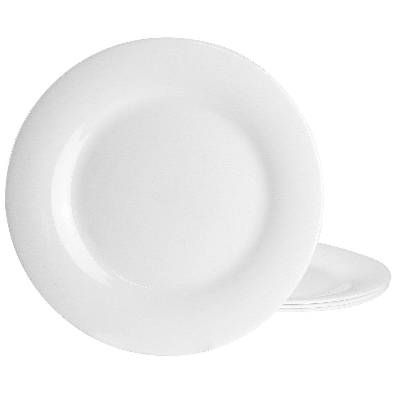 Gibson Ultra Farthington 4 Piece Tempered Opal Glass Dinner Plate Set in White - Loft&Timber