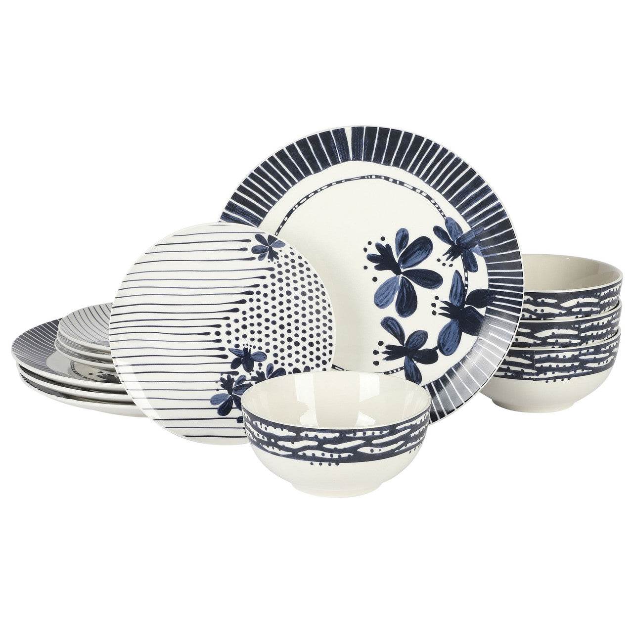 Gibson Home Eliza 12 Piece Ceramic Dinnerware Set - Loft&Timber