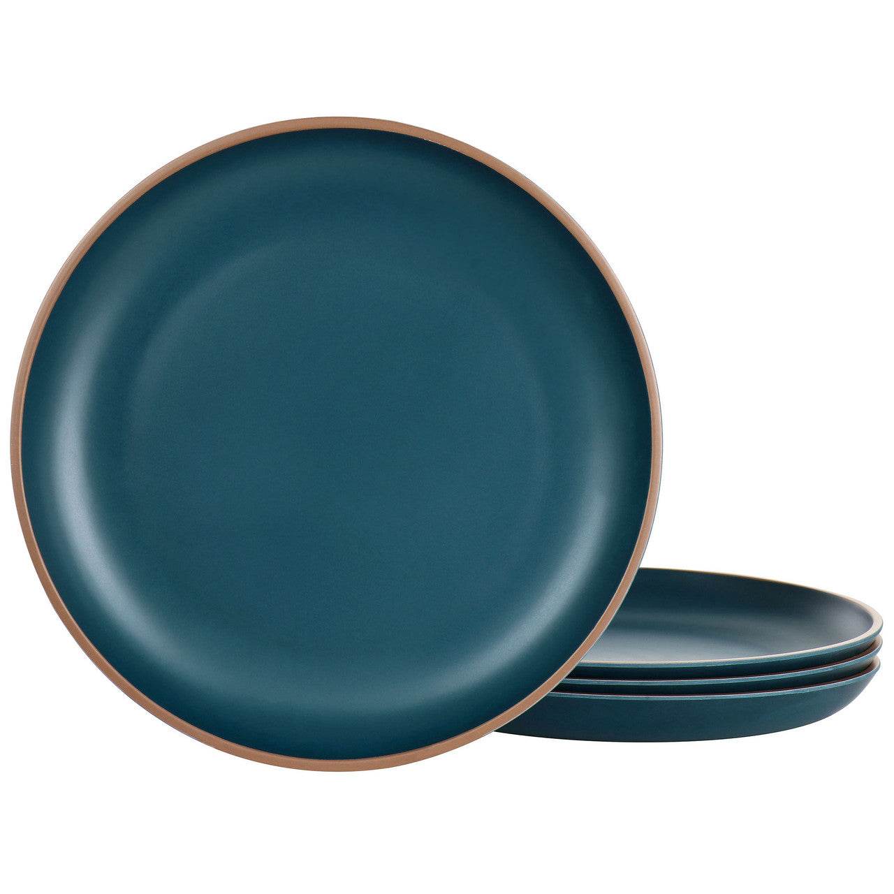 Gibson Home Rockabye 4 Piece Melamine Dinner Plate Set in Dark Teal - Loft&Timber