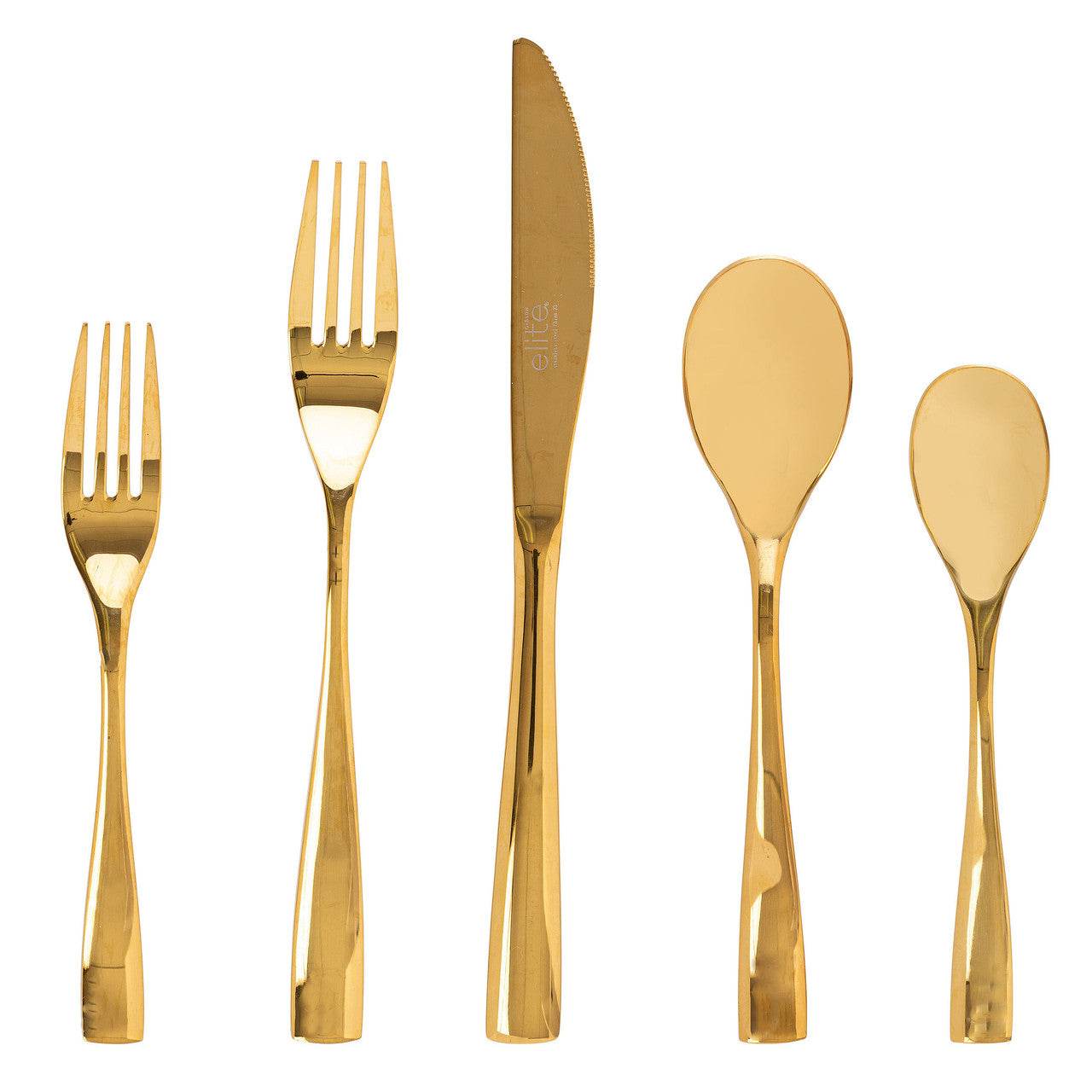 Gibson Elite Holland Road 20 Piece Gold Stainless Steel Flatware Set - Loft&Timber