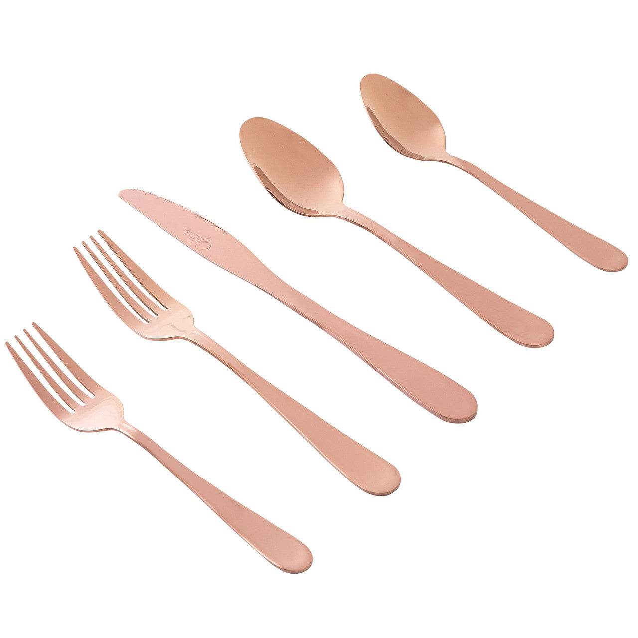Gibson Home Stravidia 20 Piece Flatware Set in Rose Gold Stainless Steel - Loft&Timber