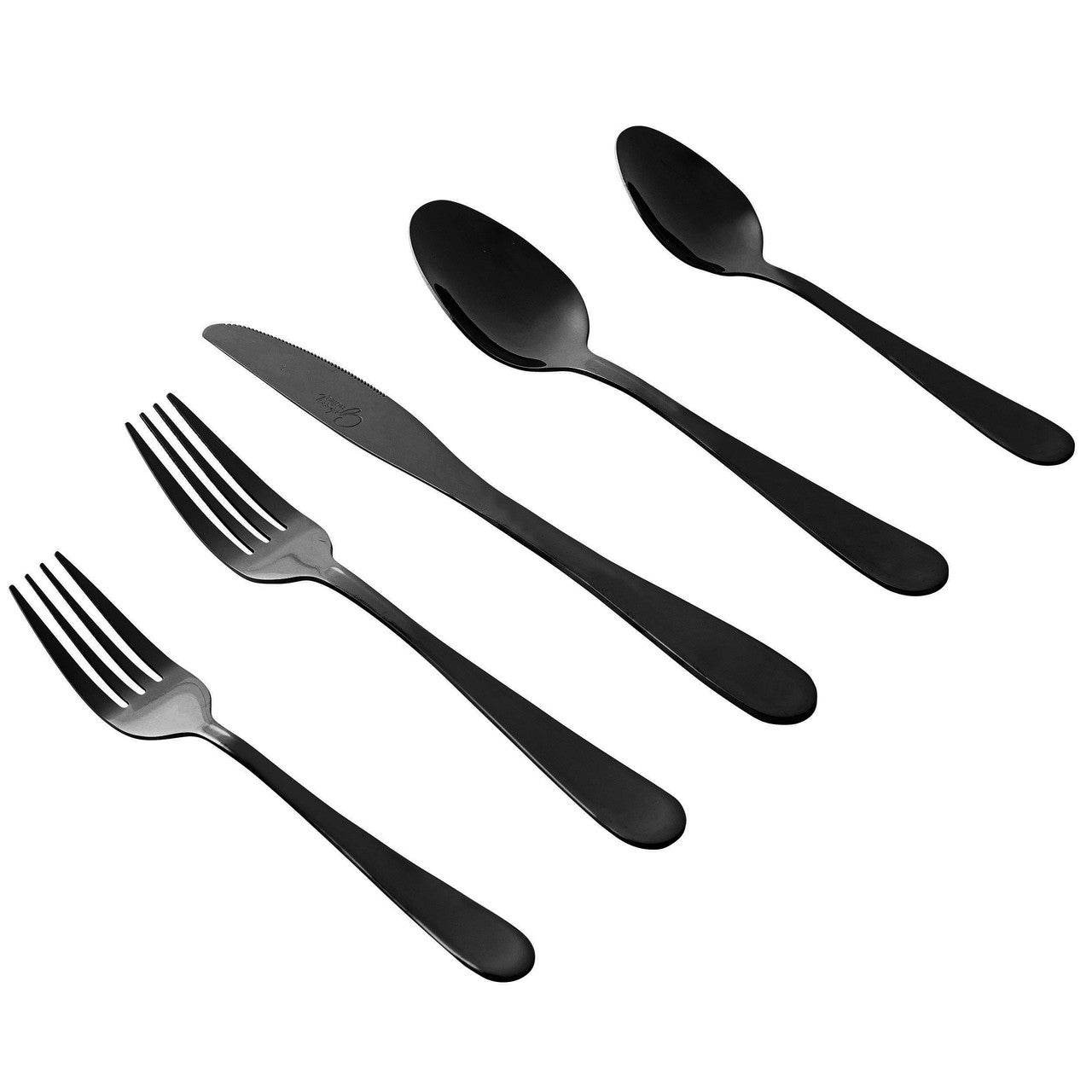 Gibson Home Stravidia 20 Piece Flatware set in Black Stainless Steel - Loft&Timber