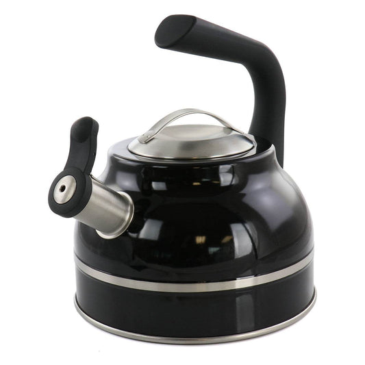 Kenmore Elite 2.3 Quart Stainless Steel Whistling Tea Kettle in Black - Loft&Timber