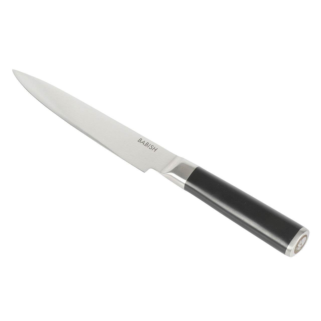 Babish 8 Inch High-Carbon Stainless Steel Full Tang Carving Knife in Black - Loft&Timber