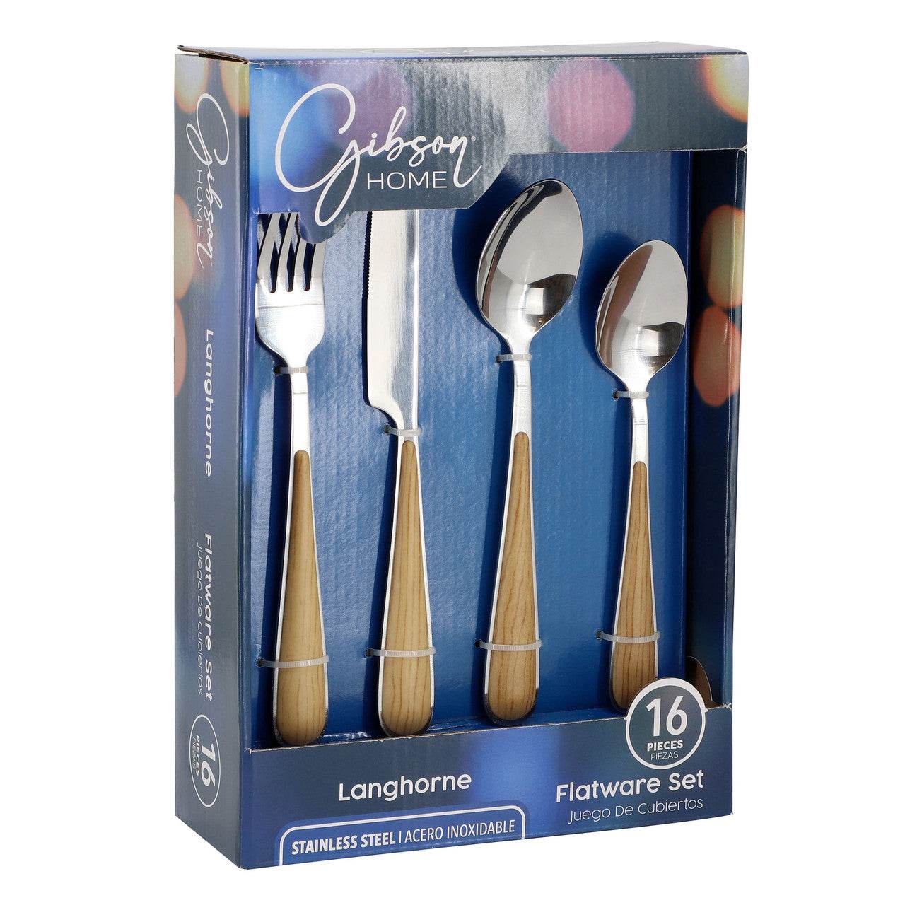 Gibson Home 16 Piece Langhorne Stainless Steel Flatware Set in Brown and Silver - Loft&Timber