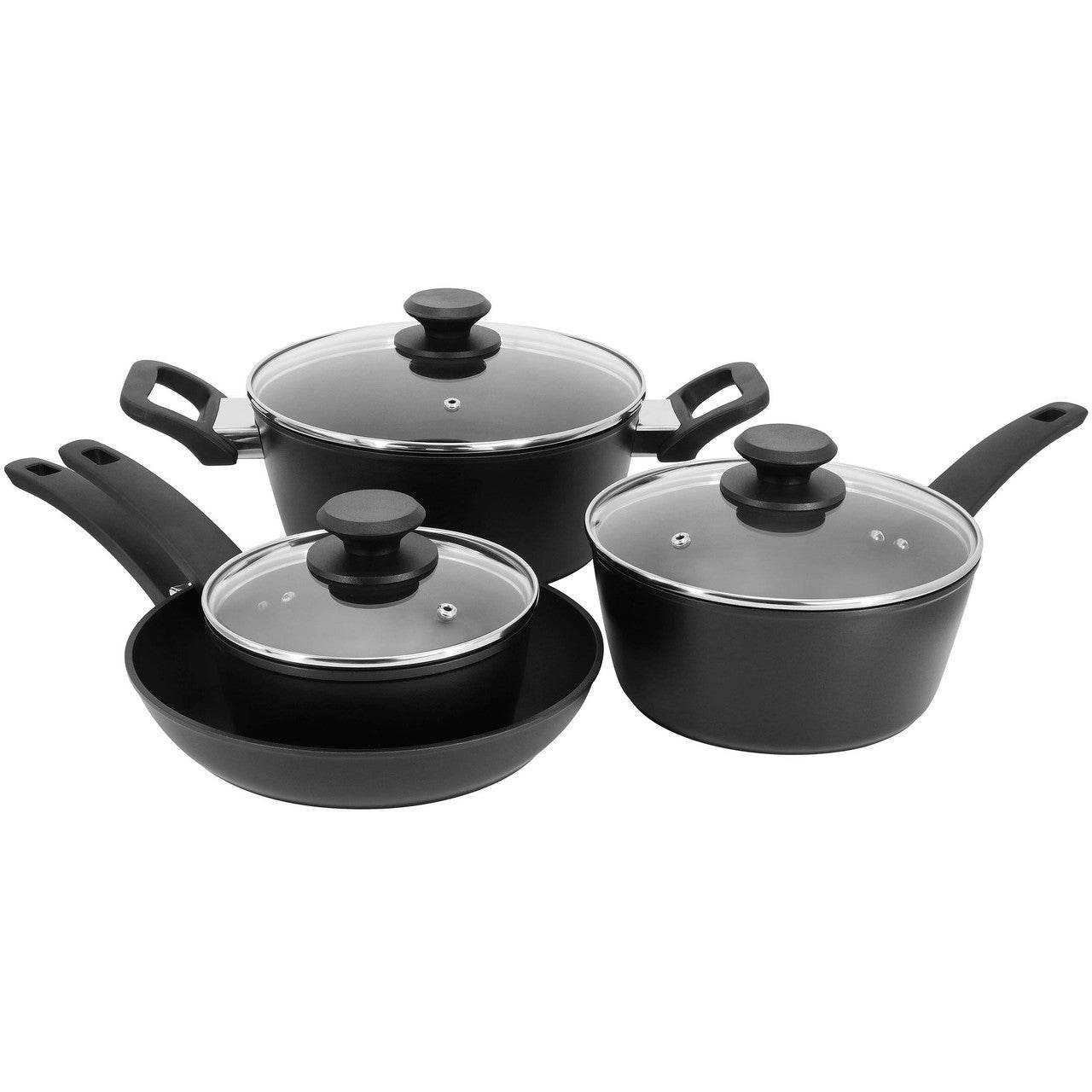 Oster Connelly 7 Piece Textured Nonstick Aluminum Cookware Set in Black - Loft&Timber