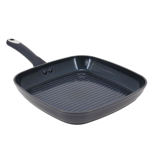 Oster Hawke 11 Inch Square Ceramic Nonstick Aluminum Grill Pan in Dark Blue - Loft&Timber