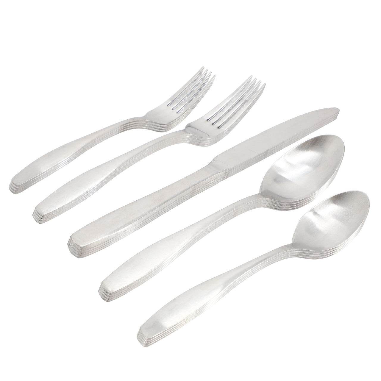 Gibson Home Karlton 20 Piece Stainless Steel Flatware Set in Matte Silver - Loft&Timber