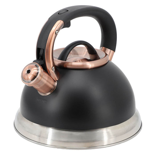 Mr. Coffee Flintshire 2.2 Quart Stainless Steel Whistling Tea Kettle in Black - Loft&Timber