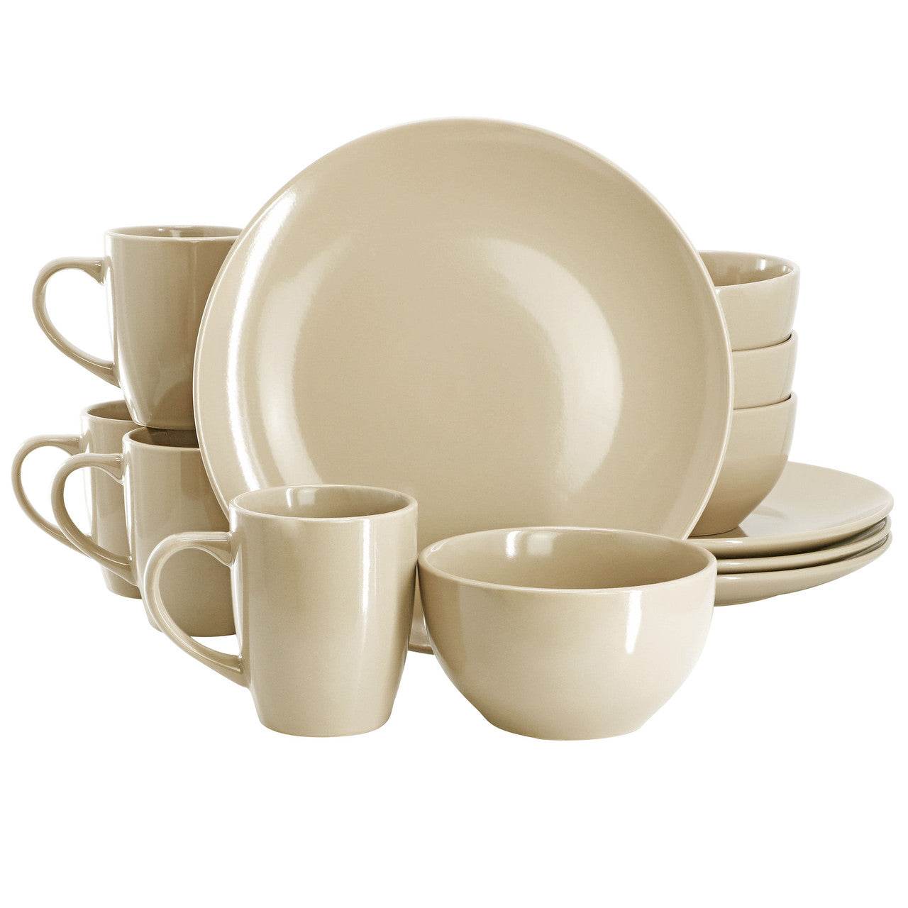 Gibson Home Everyday Plus 12 Piece Stoneware Dinnerware Set in Cream - Loft&Timber