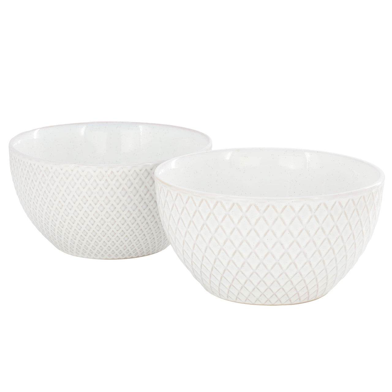 Gibson Elite Earlhart 2 Piece 6 Inch Ribbed Stoneware Cereal Bowl Set in White - Loft&Timber