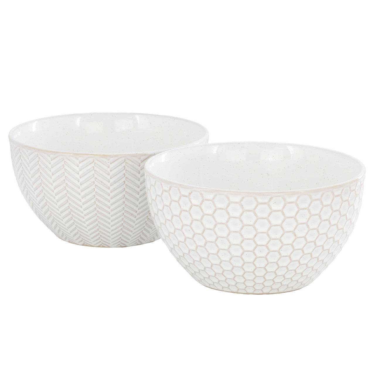 Gibson Elite Earlhart 2 Piece 6 Inch Ribbed Stoneware Cereal Bowl Set in White D970-148719.02 - Loft&Timber