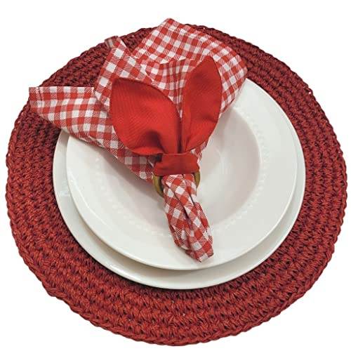 Maison Charlo | Set of 4 Red Bunny Ears Napkin Rings | Easter Decorations for Table - Loft&Timber