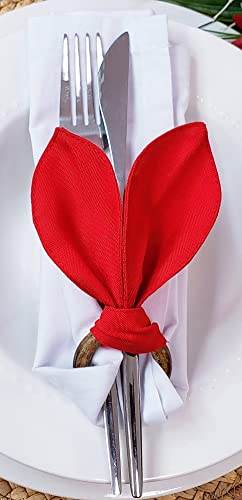 Maison Charlo | Set of 4 Red Bunny Ears Napkin Rings | Easter Decorations for Table - Loft&Timber