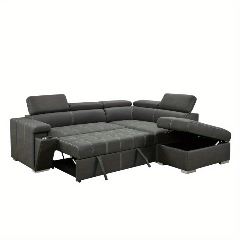 99.5" Modern 2 in 1 Convertible Sofa Bed with Pull-Out Bed and Chaise - Loft&Timber
