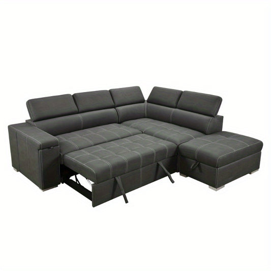 99.5" Modern 2 in 1 Convertible Sofa Bed with Pull-Out Bed and Chaise - Loft&Timber