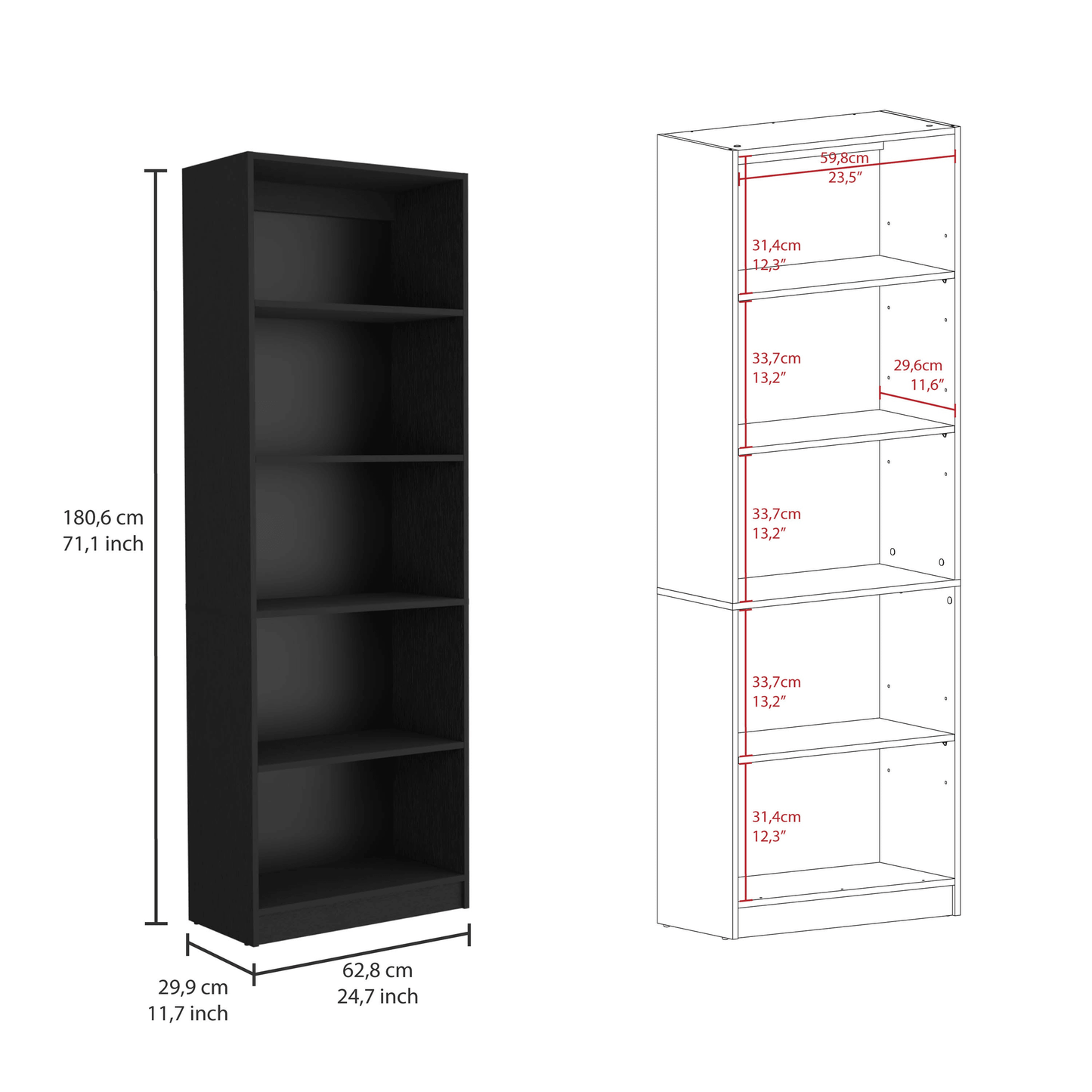 Elegant 4-Tier Bookcase With Additional Storage Shelf-3