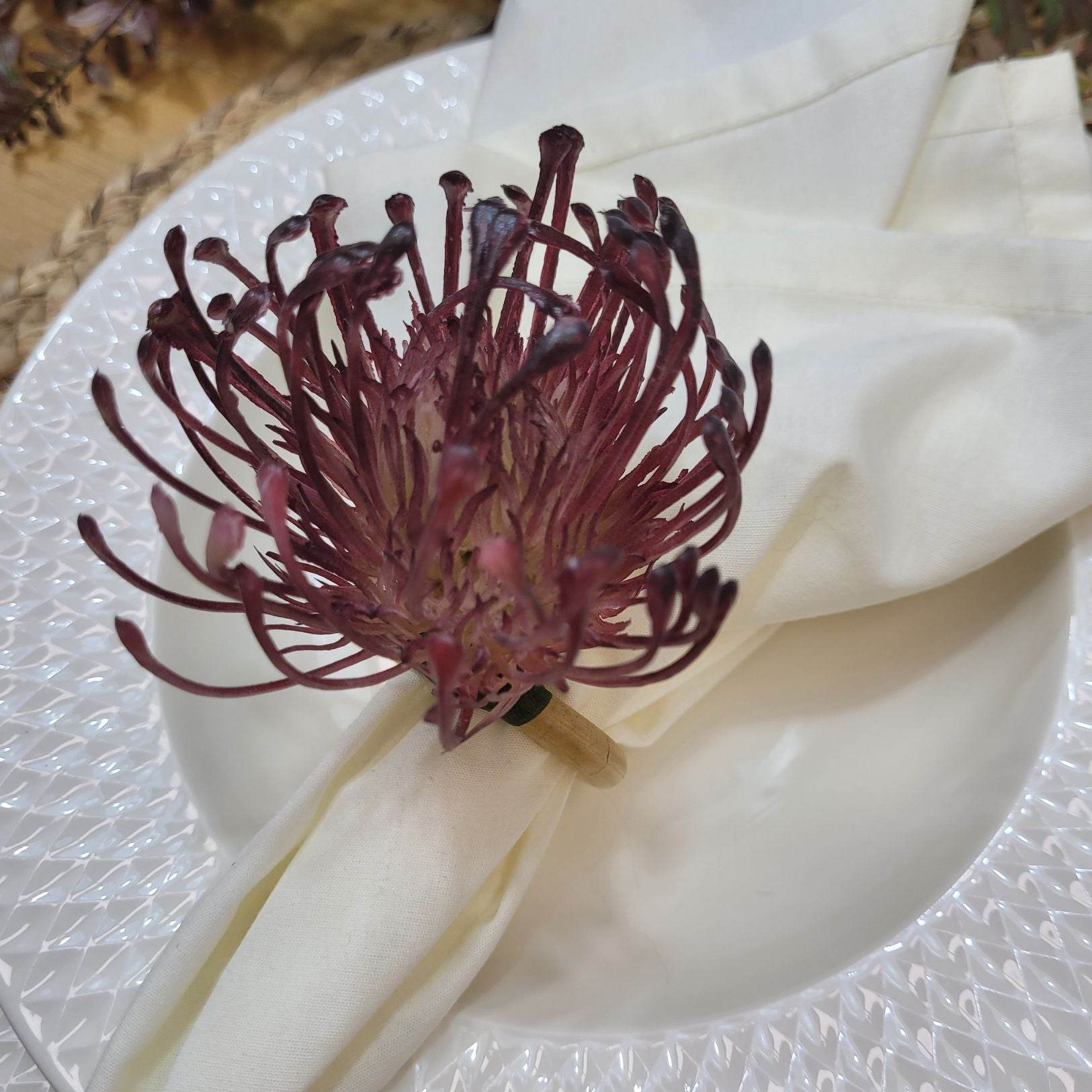 Set of 4 Purple Rustic Savanna Flower Napkin Rings - Loft&Timber