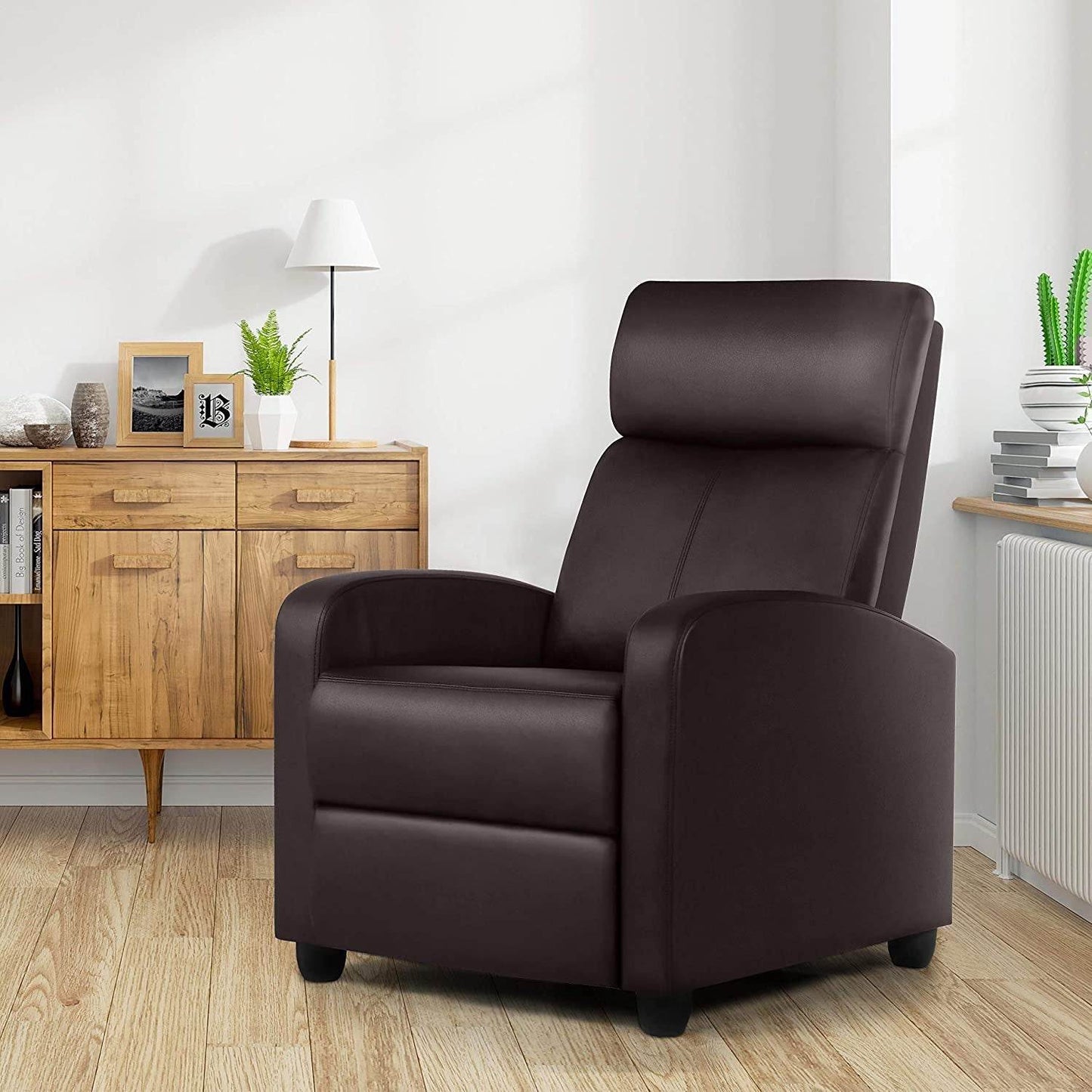 Set of 2 PU Leather Padded Recliner Chairs - Loft&Timber