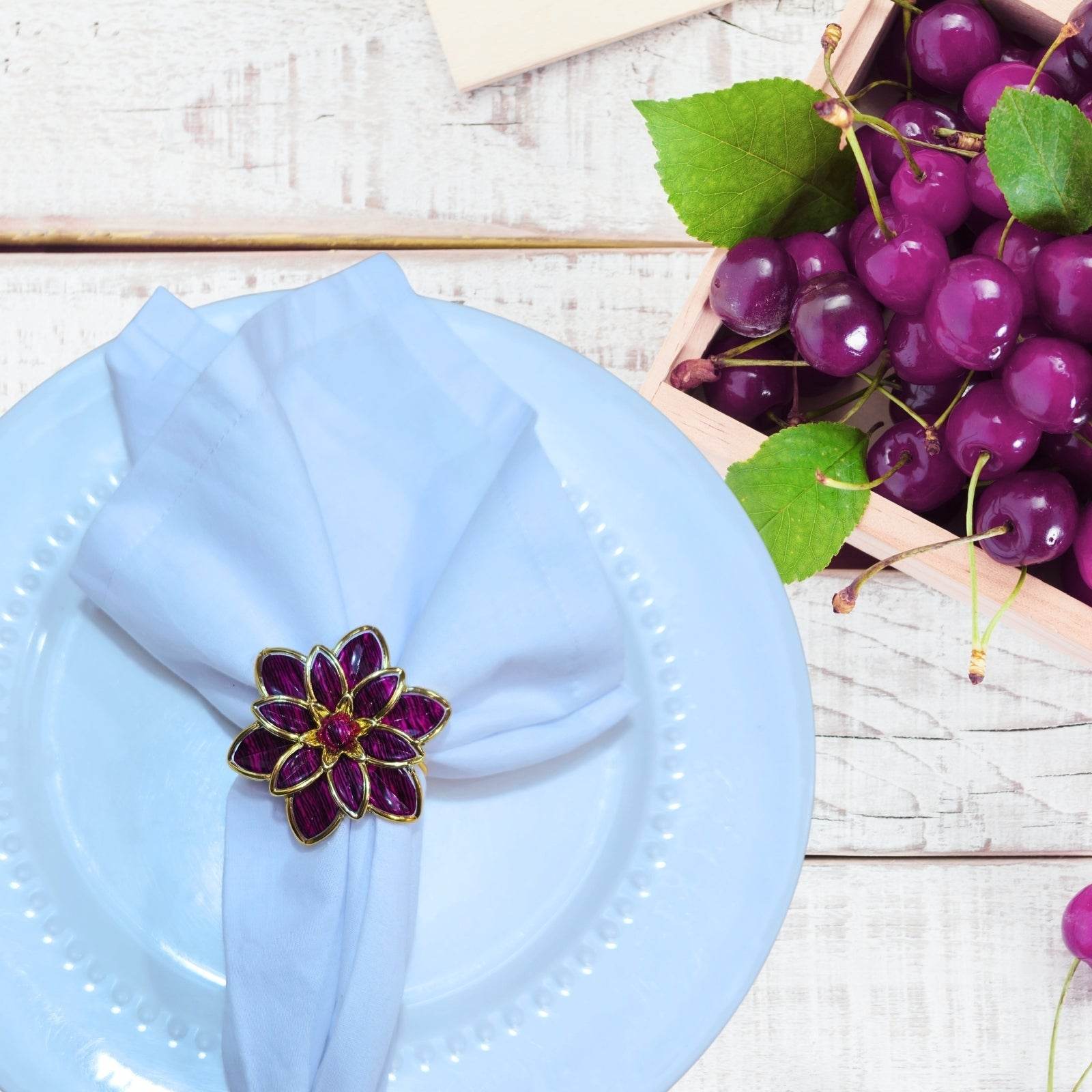 Charlo's Set of 4 Pink Party Delicate Flower Napkin Rings for Wedding, Thanksgiving, Christmas, Wedding, Banquet, Birthday - Loft&Timber
