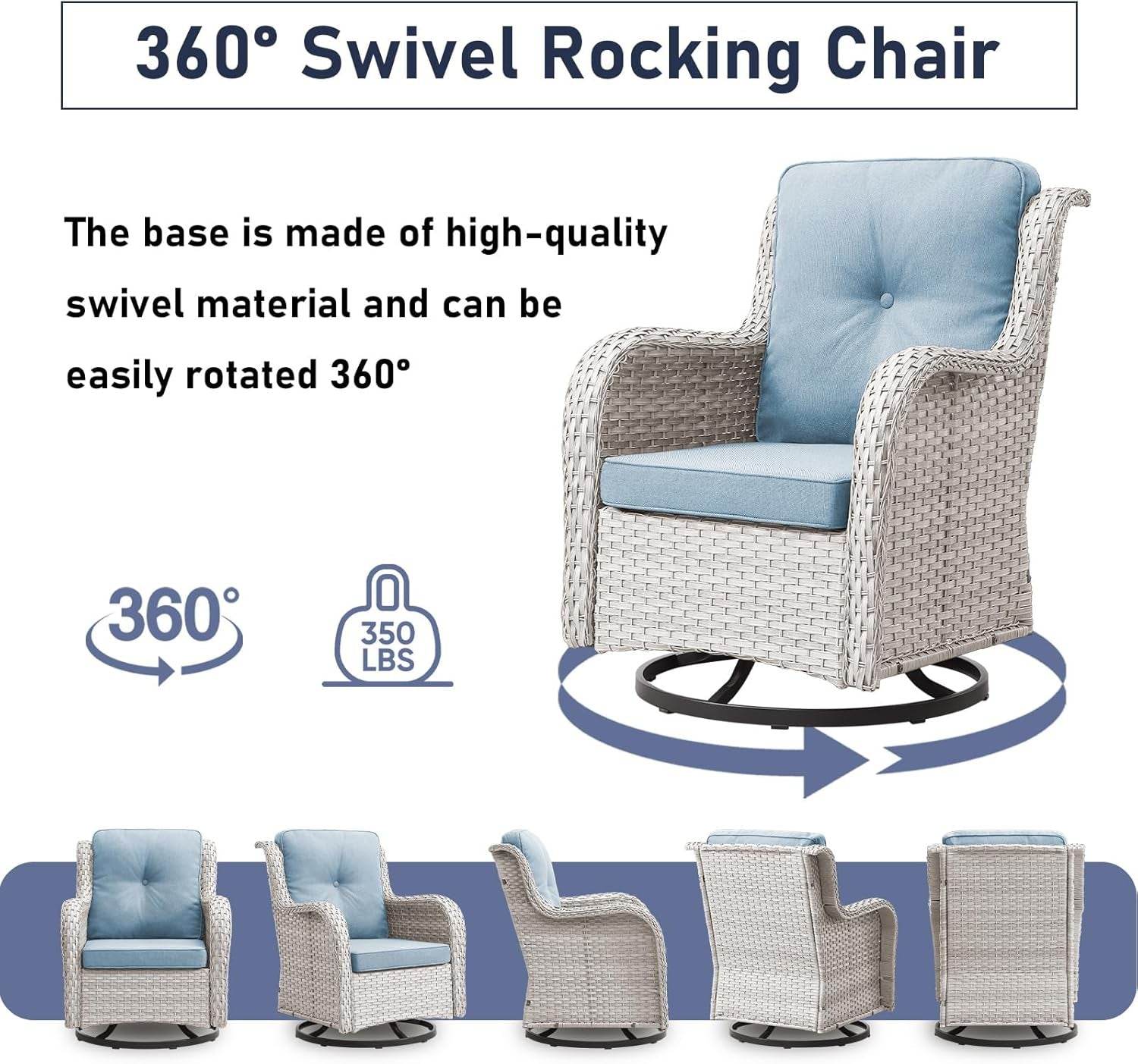 Comfortable 11 Piece Outdoor Furniture Set with Swivel Rockers - Loft&Timber