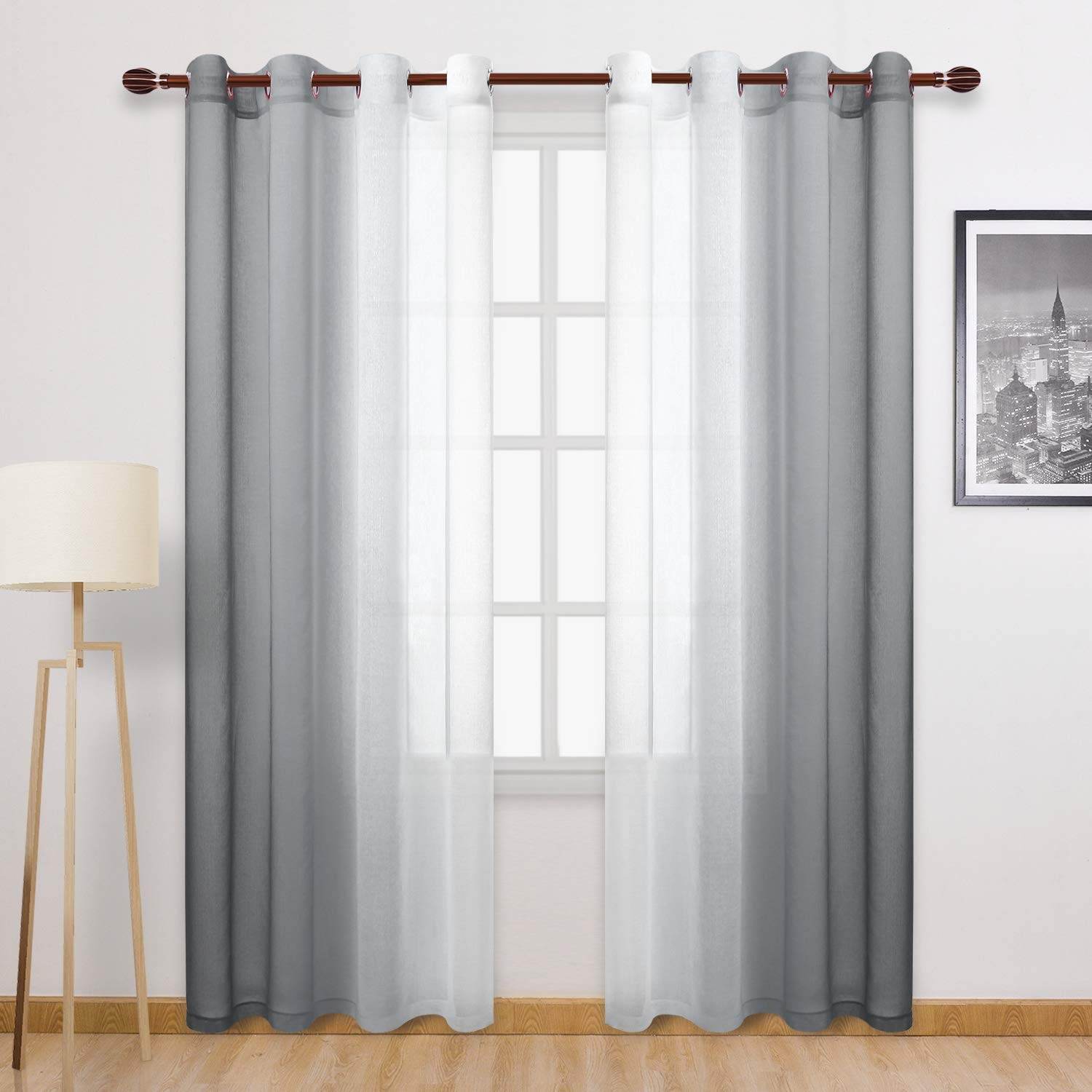 Custom Curtains: Ombre Sheer Curtains, Set of 2 Panels - Loft&Timber