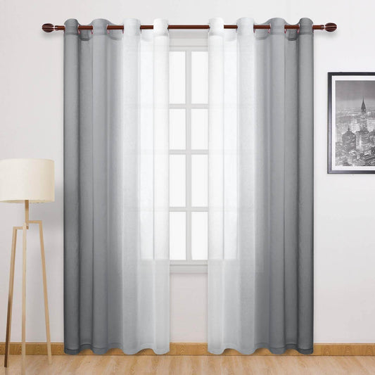 Custom Curtains: Ombre Sheer Curtains, Set of 2 Panels - Loft&Timber