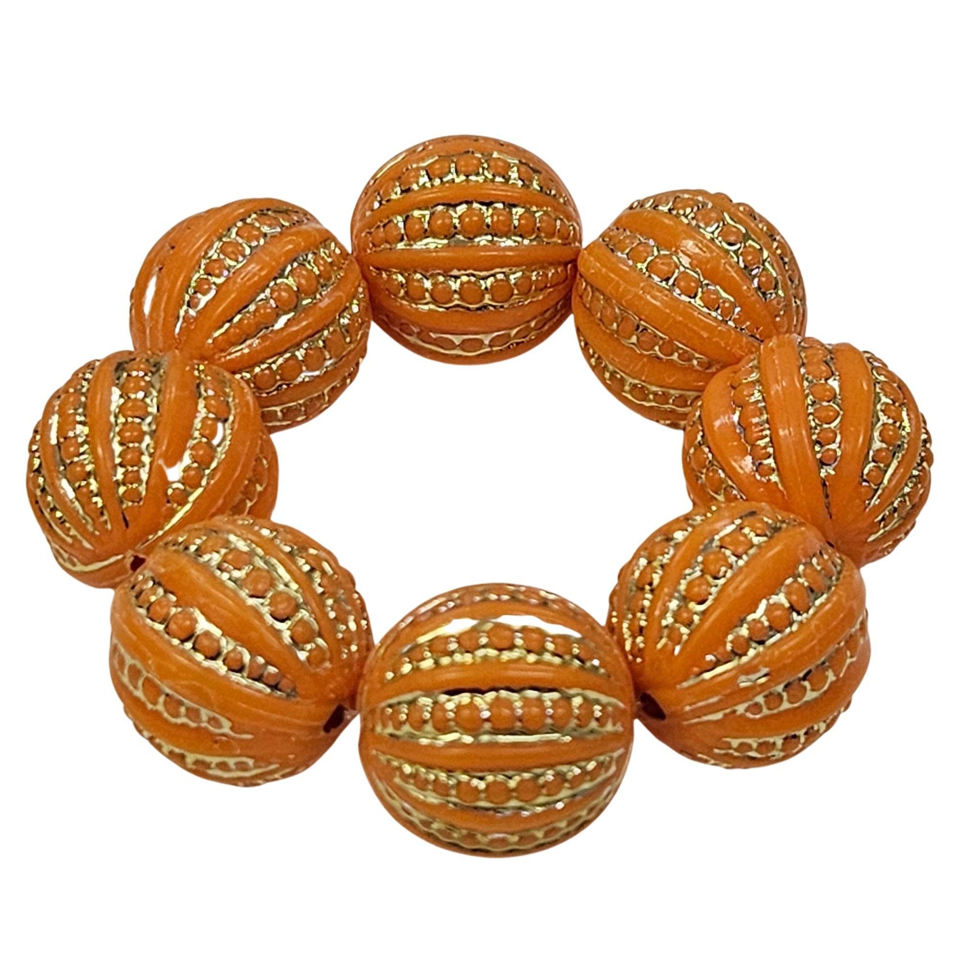Maison Charlô | Set 4 Orange Shine Beaded Napkin Rings | Rustic Napkin Ring | Handmade - Loft&Timber
