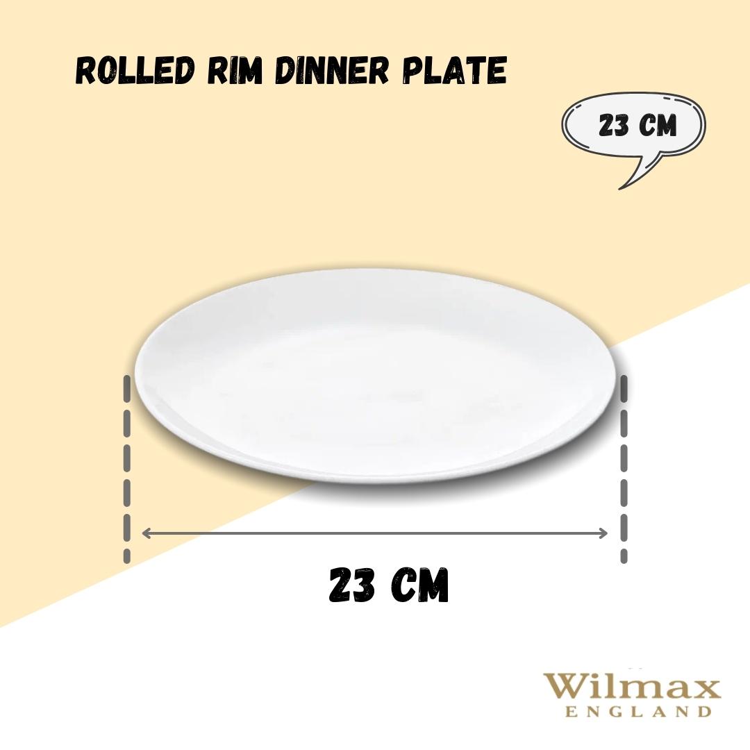 Professional Rolled Rim White Dinner Plate 9" inch | 23 Cm - Loft&Timber