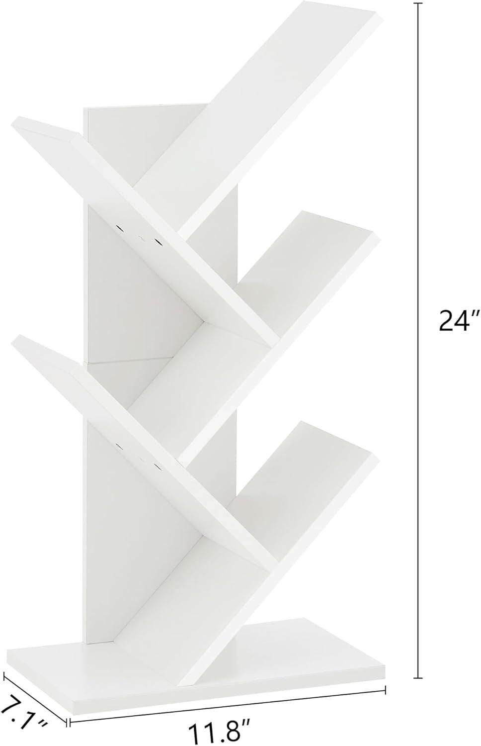 4 Tier Tree Bookshelf, Small Bookcase, Free Standing Tree Bookcase, Bookshelf for Bedroom, Book Shelf Organizer, Small Bookshelf, White - Loft&Timber