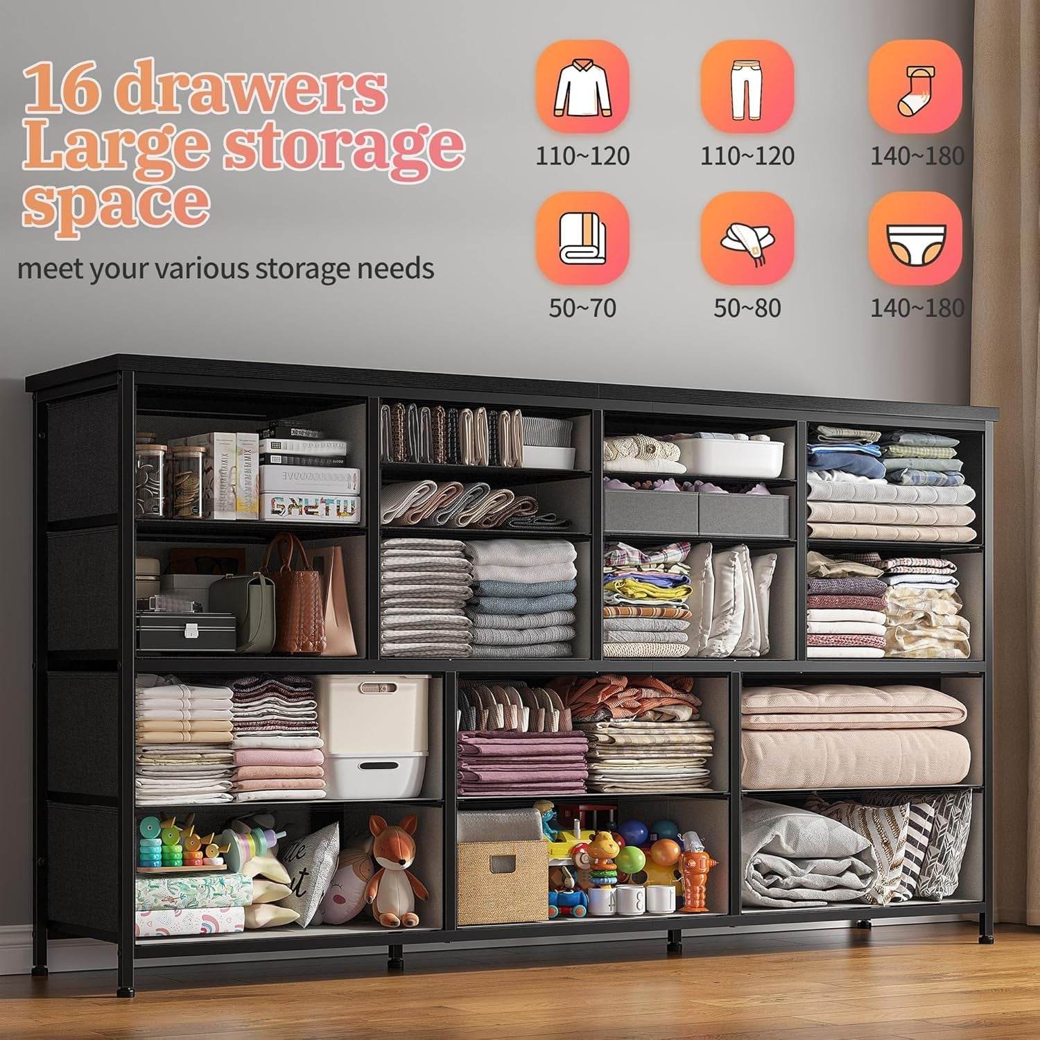 TV Stand Dresser 60''TV Stand with Charging Station, 51.1''W*11.8''D*34.8''H - Loft&Timber