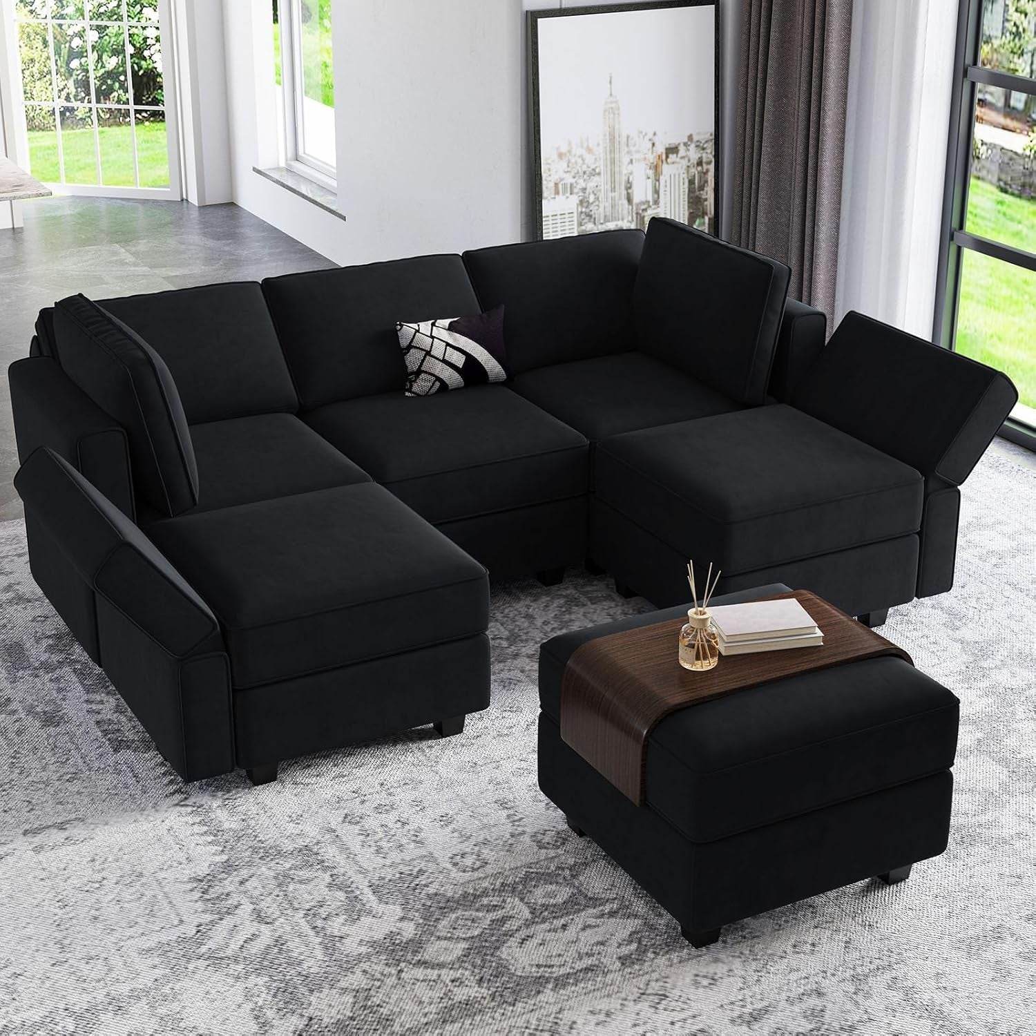 Modular Sectional Sofa Velvet Couch with Chaise - Loft&Timber