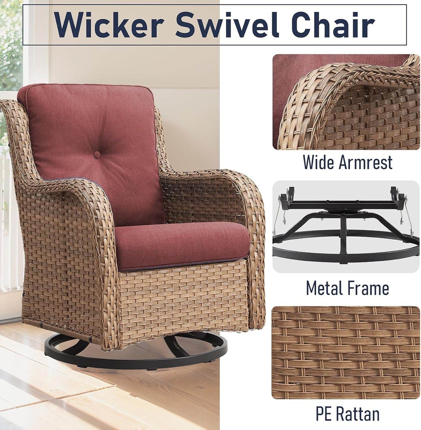 11 Piece Outdoor Furniture Set with Swivel Rocker Chairs - Loft&Timber