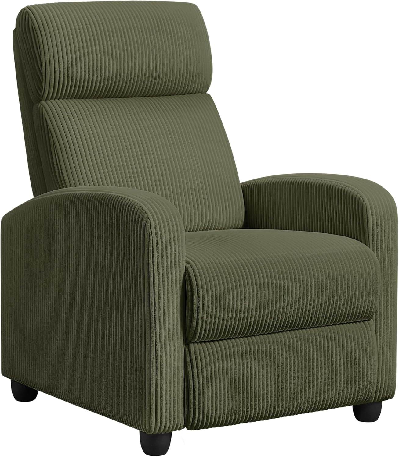 Corduroy Recliner Chair Single Sofa Dark Green - Loft&Timber
