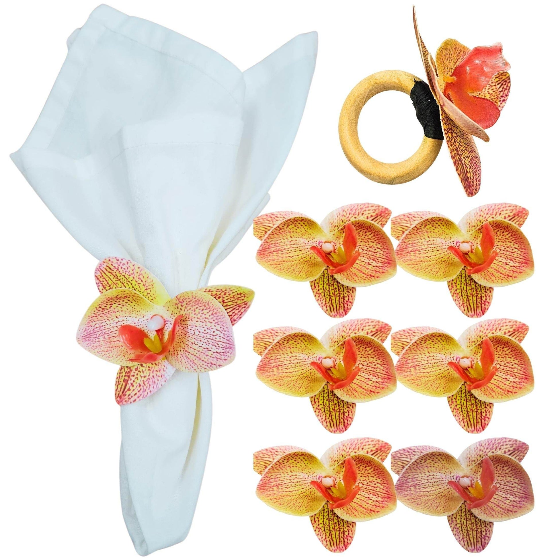 Maison Charlô | Set 6 Yellow Degrade Orchid Luxery Napkin Rings - Loft&Timber