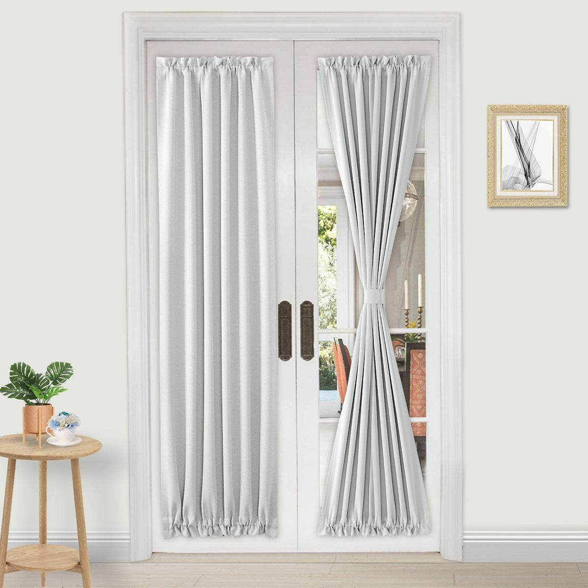 DWCN French Blackout Door Curtains, 1 Curtain Panel with Tieback - Loft&Timber