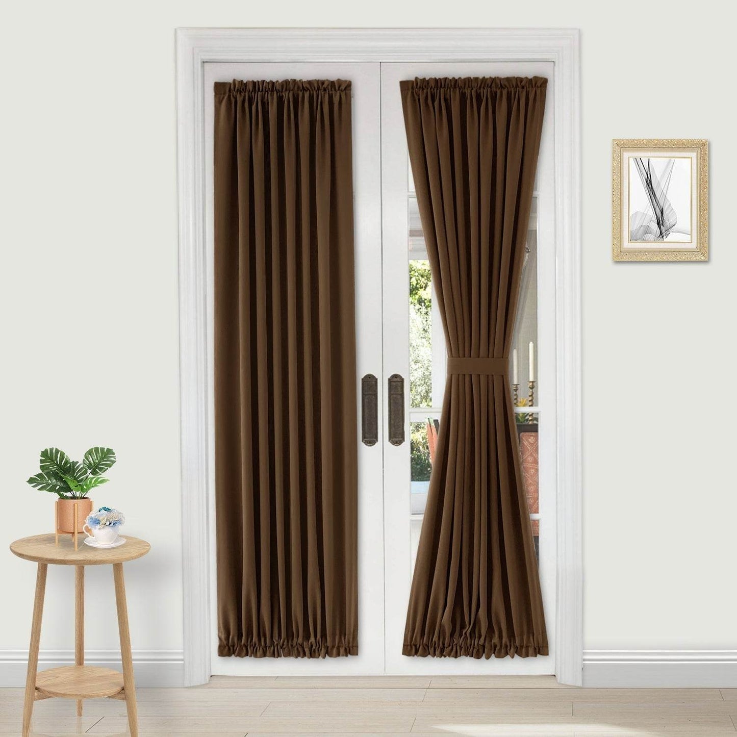 DWCN French Blackout Door Curtains, 1 Curtain Panel with Tieback - Loft&Timber