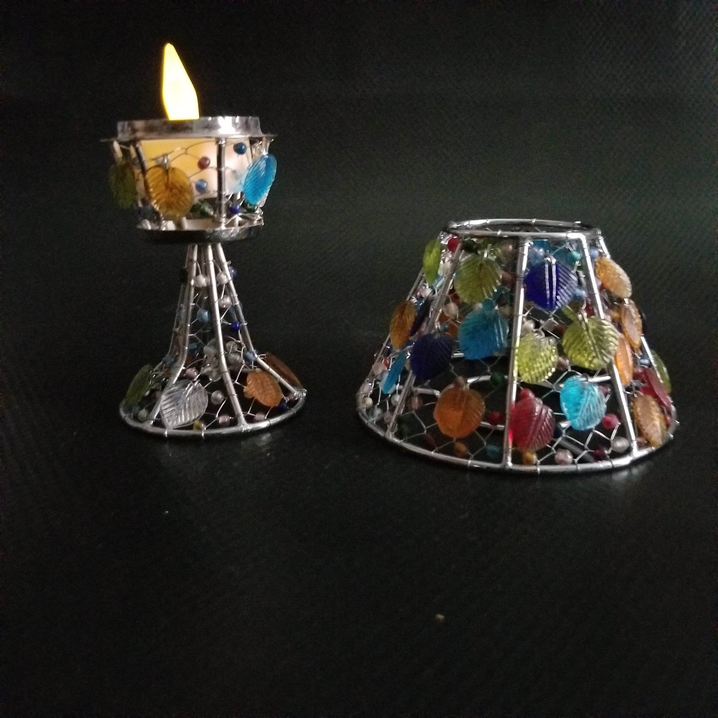 Handmade colored glass Tea Light candle holder - Loft&Timber