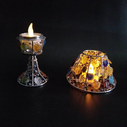 Handmade colored glass Tea Light candle holder - Loft&Timber
