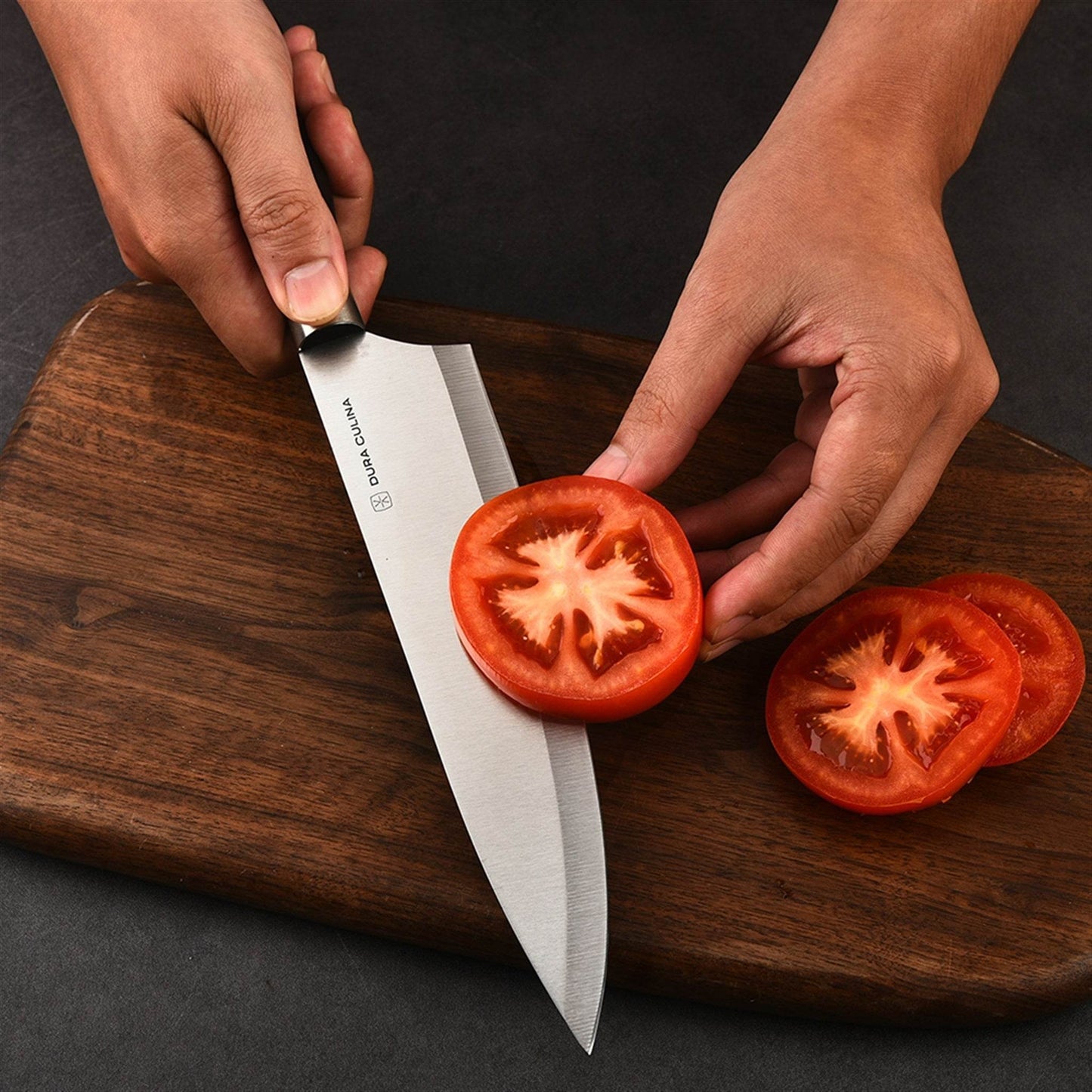 3 Piece Kitchen Knife Set with Matching Blade Guards, Black - Loft&Timber
