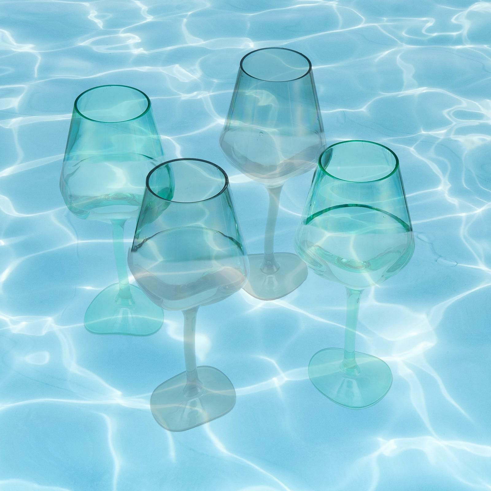 Floating Wine Glasses for Pool - Set of 2-15 OZ Shatterproof Poolside Wine Glasses, Tritan Plastic Reusable, Beach Outdoor Cocktail, Wine, Champagne, Water Glassware Spring Summer (Muted Green) - Loft&Timber
