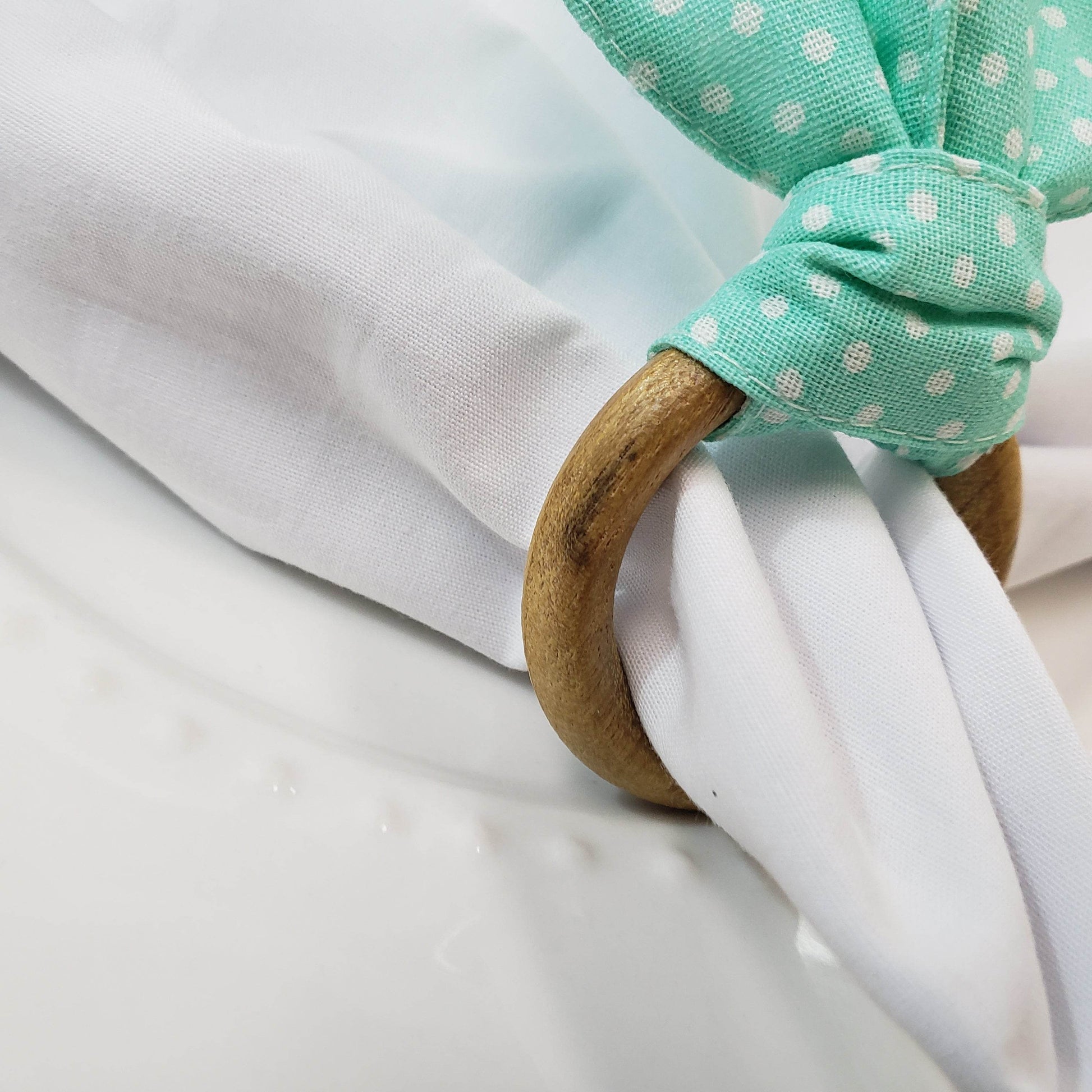 Maison Charlo | Easter Set of 4 Polka Dot Green Bunny Ears Napkin Rings | Dining Table Decor - Loft&Timber