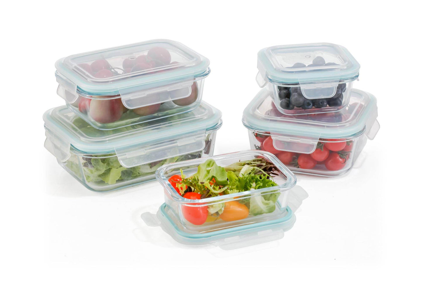 10-Piece Glass Food Storage Containers with Airtight Locking Lids (5 Containers + 5 Lids) - Loft&Timber