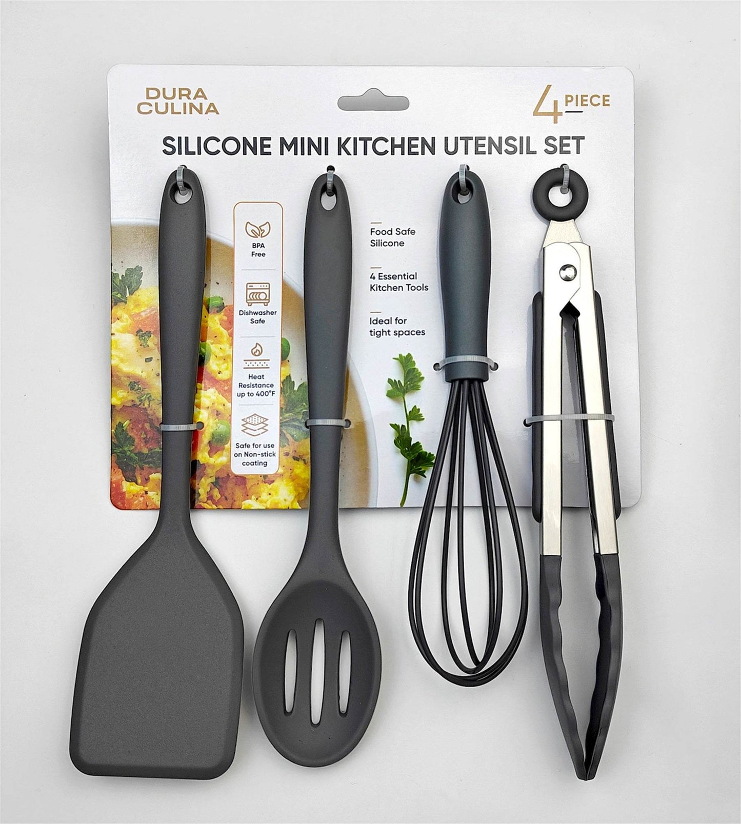 4-Piece Grey Mini Silicone Tool Set – Versatile, Non-Stick, and Stylish - Loft&Timber