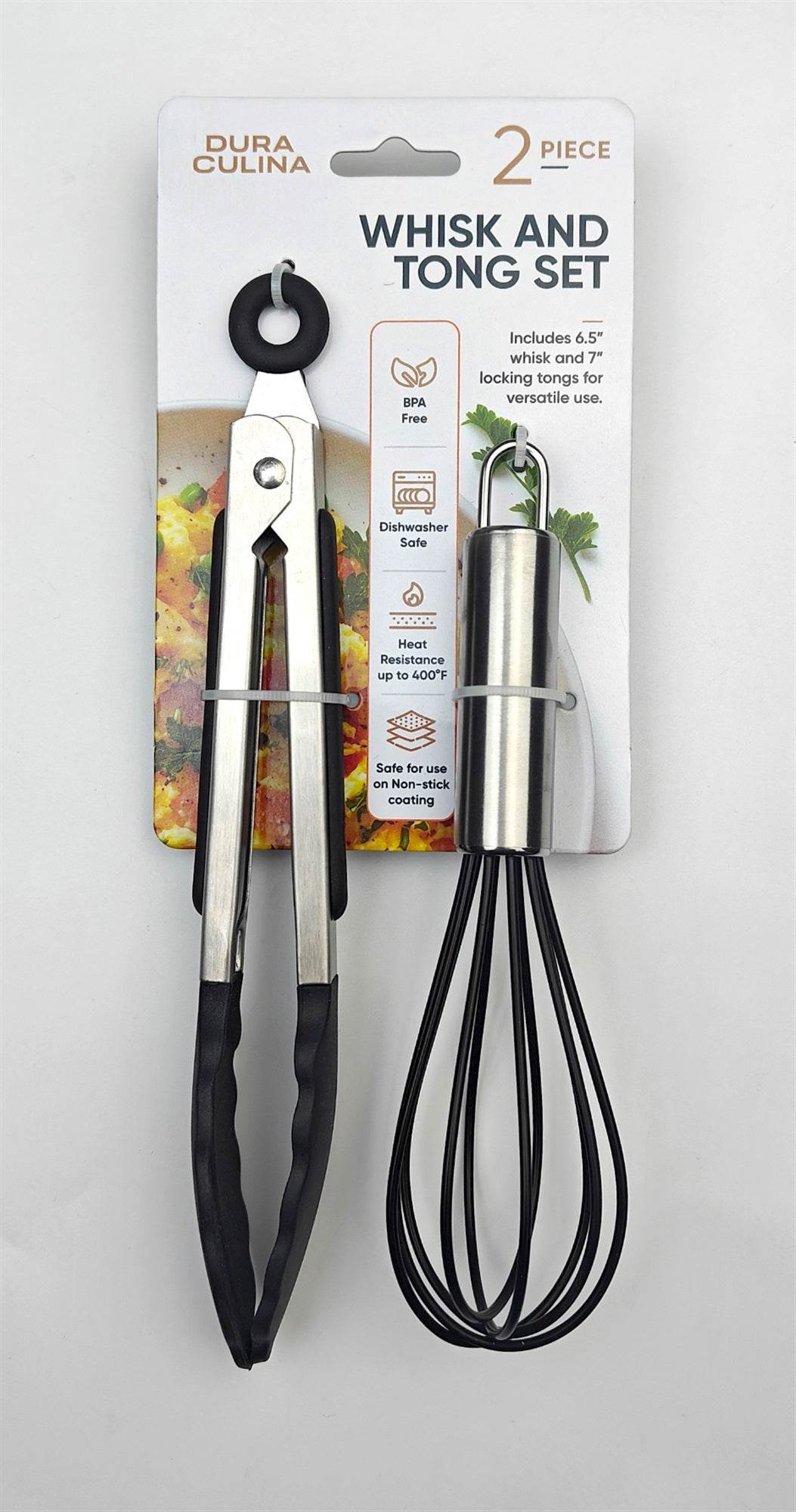2-Piece Whisk & Tong Set – Versatile and Stylish in Black - Loft&Timber