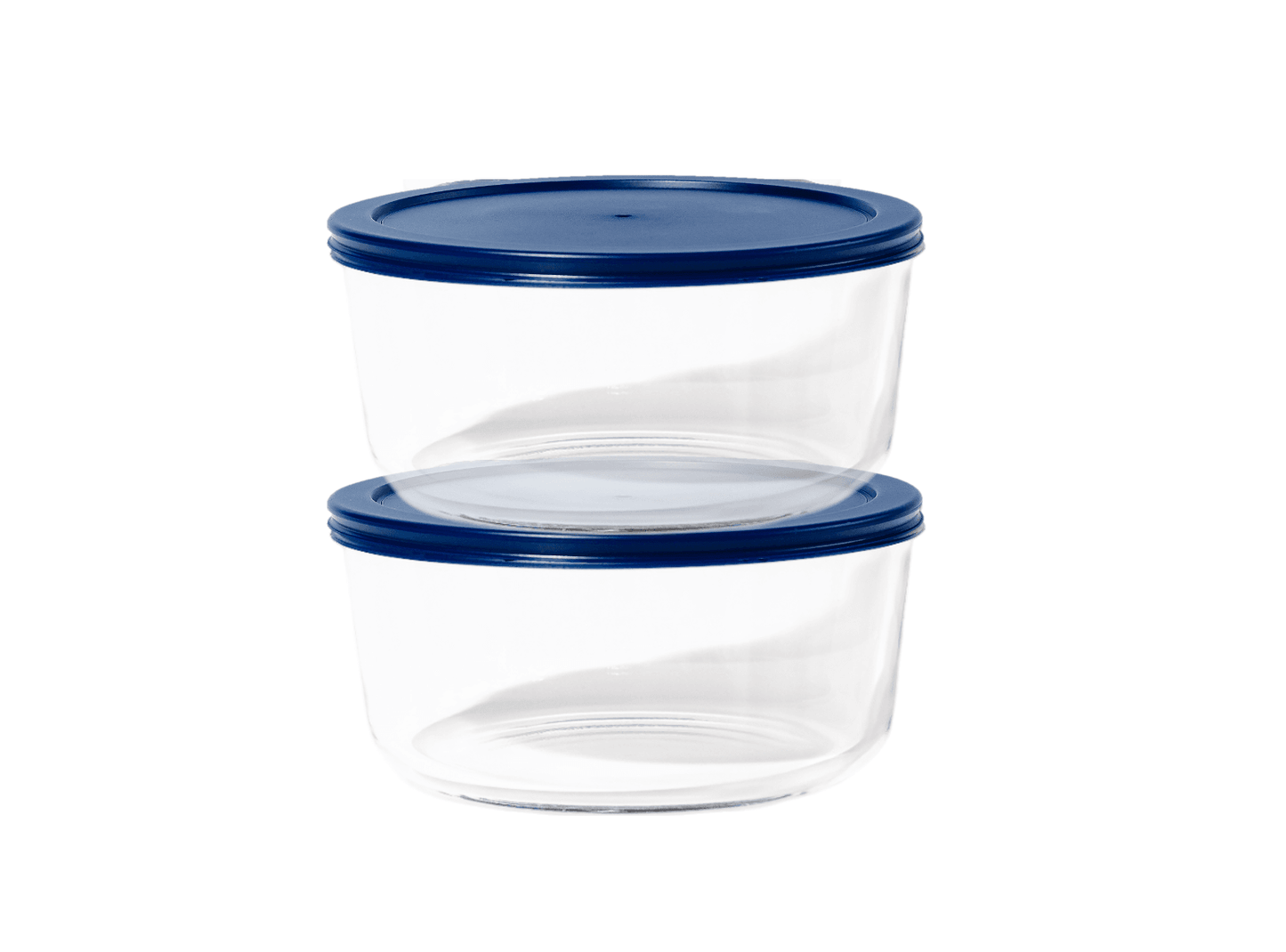 Glass Food Storage Containers - 4 Piece 6.55 Cup (2 Containers + 2 Lids) Set, Blue - Loft&Timber