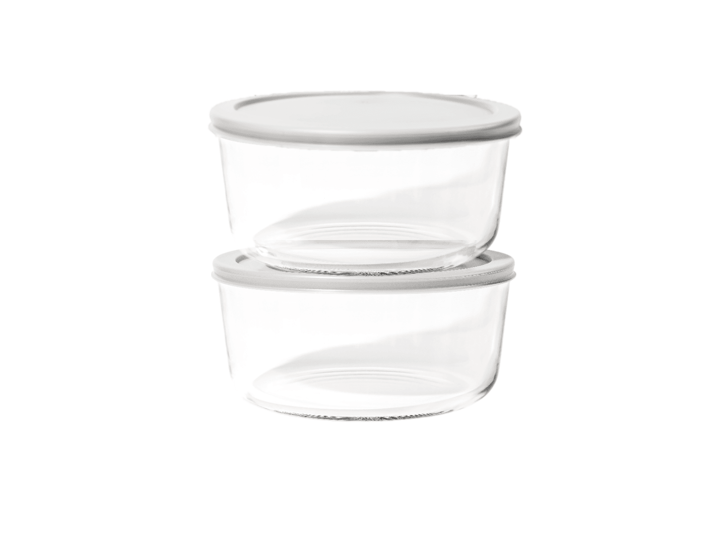 Glass Food Storage Containers - 4 Piece 6.55 Cup (2 Containers + 2 Lids) Set, Grey - Loft&Timber