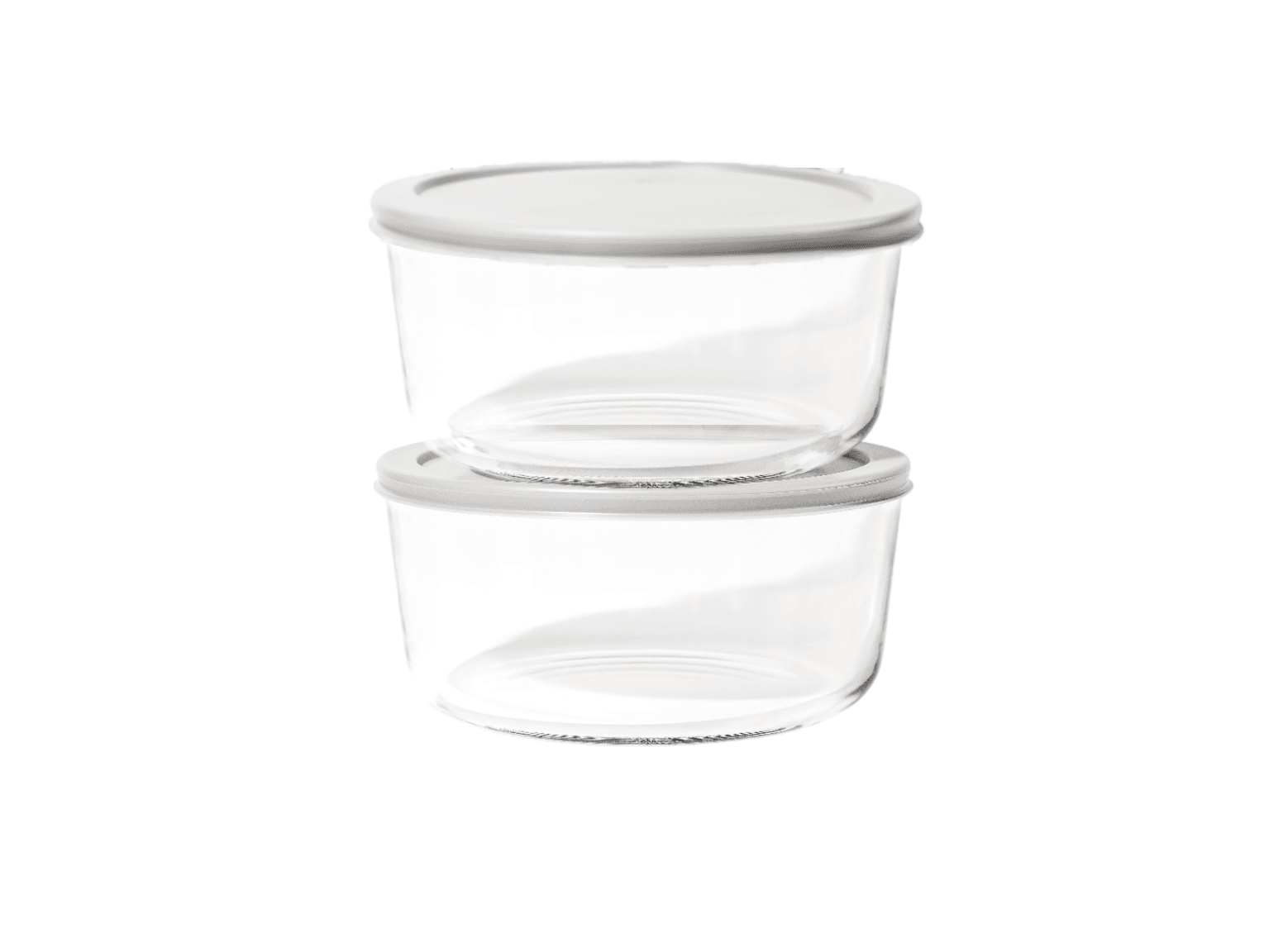 Glass Food Storage Containers - 4 Piece 6.55 Cup (2 Containers + 2 Lids) Set, Grey - Loft&Timber
