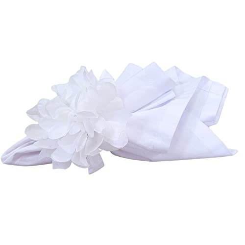 Charlo's Set of 10 White Snow Chrysanthemum Napkin Rings for dining table decor - Loft&Timber