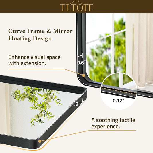 Black Bathroom Mirror 24 X 32 Matte Black Metal Framed Vanity Mirror, Tempered Glass, Wall Mounted for Bathroom, Entryway, Bedroom, Living Room(Horizontal/Vertical)-1